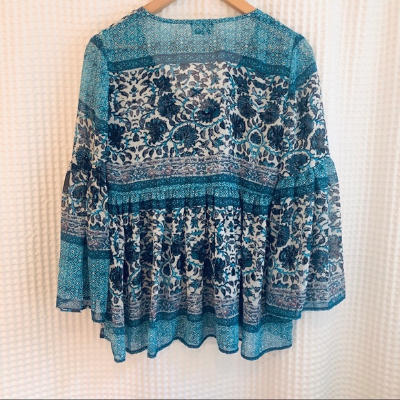 Show Me Your Mumu Blue Waimea Valley Poet Tie Top - Picture 10 of 10